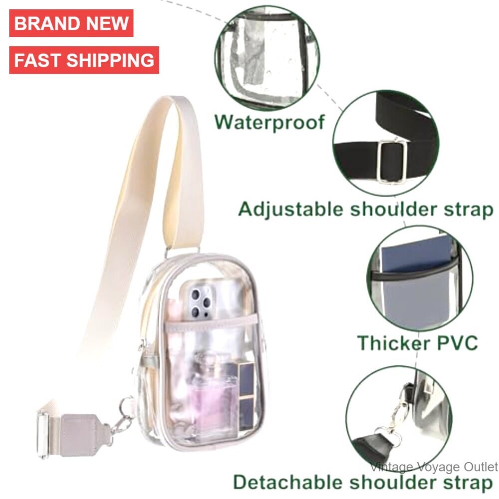Small Clear Crossbody Bag with Zipper, Stadium Approved PVC Purse for Concerts - Picture 4 of 7